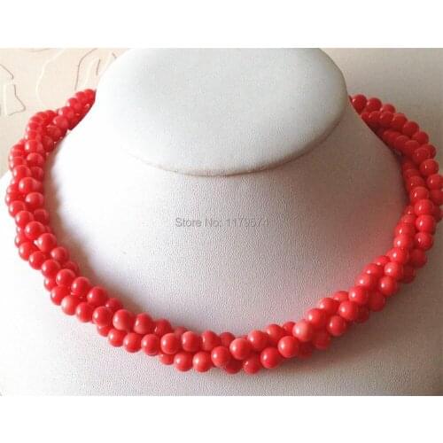 Hot new Beautiful Natural Exquisite 6mm 3 rows of pink shell pearl necklace 18'' Hand Made Fashion Jewelry Making Design sp242