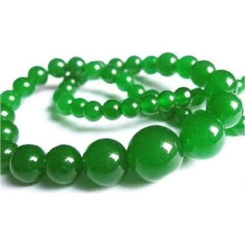 6-14mm Natural Green s Round Beads Necklace 18"