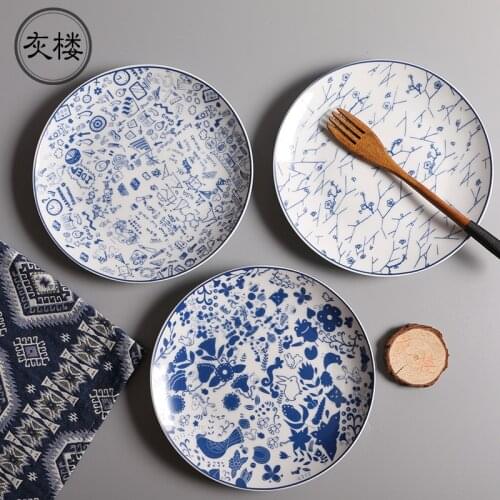 Japanese-Style Household Ceramic Dishes Restaurant Dishes Underglaze Ceramic Bowls Creative Patterns Exquisite Patterns
