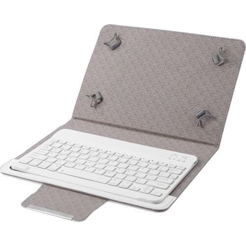 Portable Mini Wireless Bluetooth Keyboard for iOS Windows Android with PU Leather Case Cover Stand for 9 10 inch Tablet