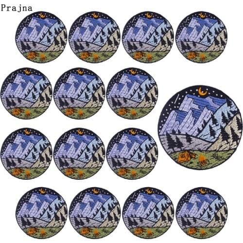 Prajna 10PCS Mountain Patch Iron On Patches For Clothes Sticker Outdoor Adventure Embroiderd Patches Nature Travel Stripe Badge