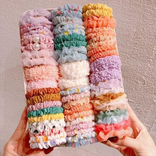 10PCS/Set Transparent Gauze Elastic Hair Bands For Women Colorful Rubber Band Hair Accessories Fashion Headdress Hair Rope