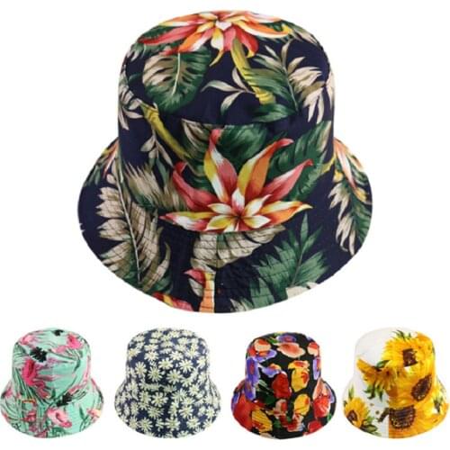 New 3D Sunflower Double Sided Fisherman Hat Female Street Trend Printing Big Brimmed Hat Summer Outdoor Sunhat