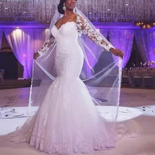 Mermaid Wedding Dresses for Women Vestidos Largos Lace Custom Made Off the Shoulder African Vestidos De Noiva