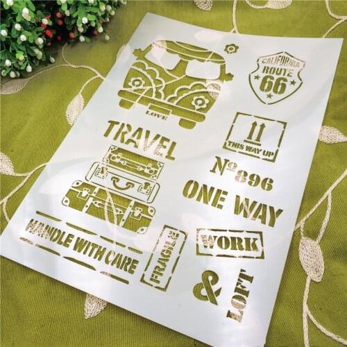 21*29.5cm bus stop scrapbook stencils spray plastic mold shield DIY cake hollow Embellishment printing lace ruler Easter