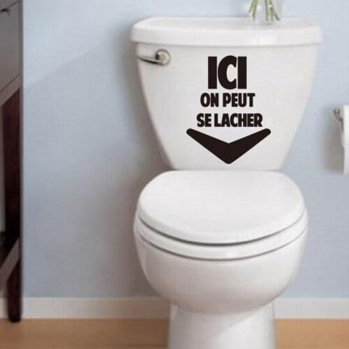 Stickers Ici On Peut Se Lacher Vinyl Wall Decal Mural Art Wallpaper Toilet Home Decor Poster WC House Decoration 23 cm x 30 cm
