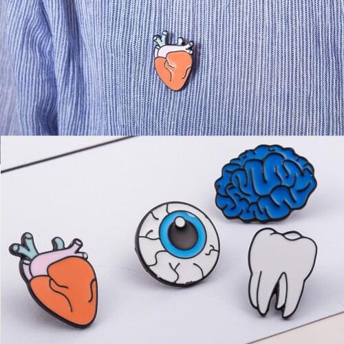Cute Tooth Brain Eyeball Heart Shape Enamel Brooch Pin Jacket Collar Bag Gift