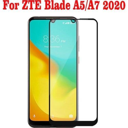 2PCS Full Cover Full Glue Tempered Glass For ZTE Blade A5 2020 Screen Protector protective film For ZTE Blade A7 2020 glass
