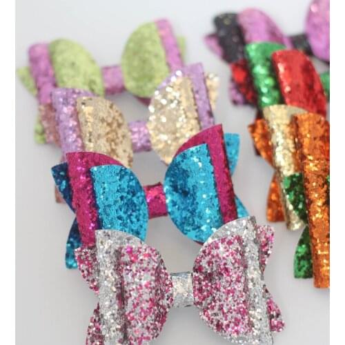 2PCS 3in Sequins Color Mix Cute Christmas Bows Hair Clips Handmade Glitter Hairpins Accessories Women Girl Kids Lovely Barrettes