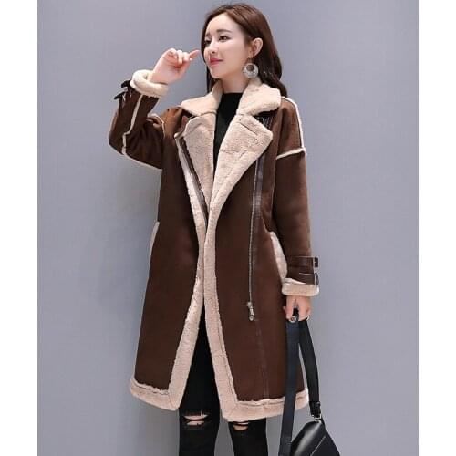 Winter Women High Quality Faux lambswool Fur OverCoats Luxury Long casual Thick Warm Plus Size Female 2019 coffee