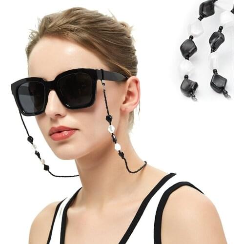 1pc/lot Fashion Beads Eyeglass Chain Sunglasses Neck Cord Holder Plastic black and white beads Eyeglass Lanyard