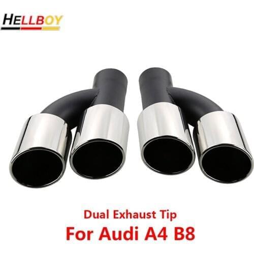 1pcs Dual Outlet Exhaust Muffler Tip Pipe Cover For Audi A4 B8 Stainless Steel Tail Rear Exhaust Pipe Car Accessories