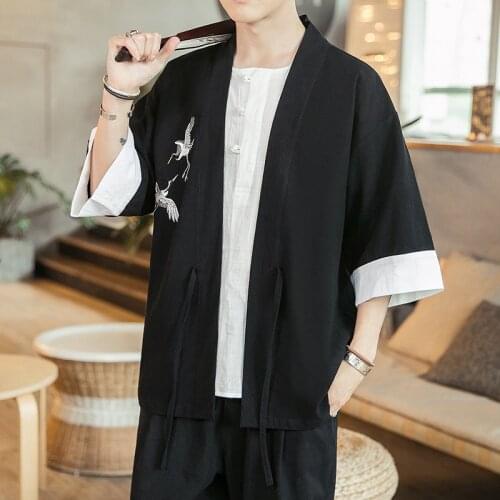 #4329 Summer Chinese Style Kimono Jacket Women Loose Cardigan Kimono Coat Vintage Plus Size 5XL Vintage Men Jacket Embroidery