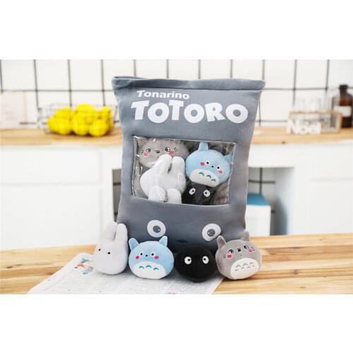 8pcs/lots 4 Designs Creative Plush Toys Totoro Snack Pillow Dolls Stuffed kawaii My Neighbor Totoro Toys for Children Kids Gifts