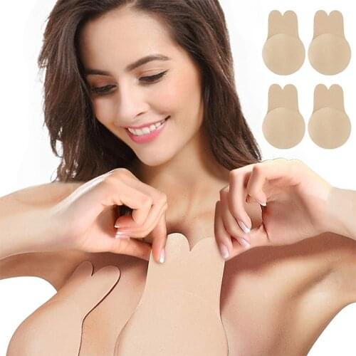 Breast Lift Tape Reusable Strapless Bra Push Up Adhesive Invisible Backless Sticky Bra Women Breast Nipple Cover Rabbit Ear Bras