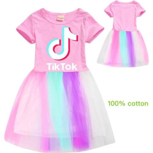 Tik Tok Princess Girls Dress Girls Clothes Children Clothing Summer Party Kids Dresses for Girls Toddler Girls Casual Dress