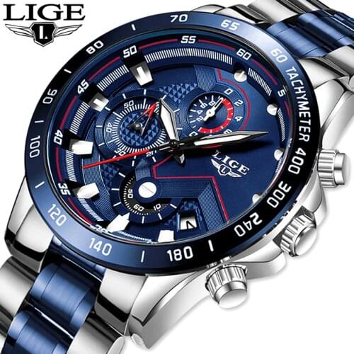 2020 LIGE Mens Watches Mens Business Analogue Clock Fashion Stainless Steel Sports Waterproof Luminous Watch Men Relojes Hombre