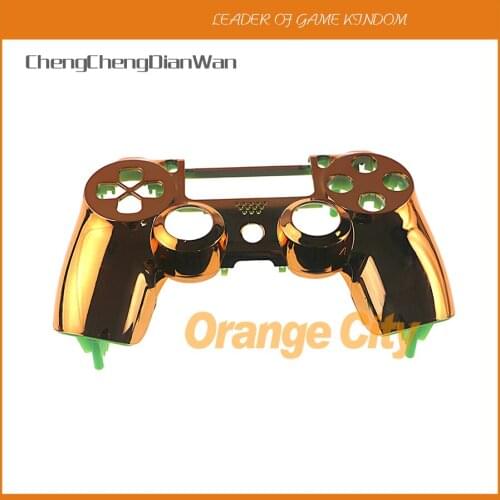 ChengChengDianWan Plating Front Top Housing Shell Case Cover chrome front cover For PS4 Playstations 4 controller 10pcs