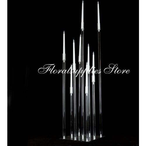 Rustic wedding centerpieces crystal tall tube candelabra pillar candle holder for wedding decoration