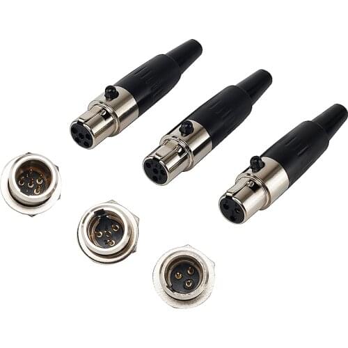 For Mini XLR connector, mini aviation MIC microphone connector, zinc alloy + gold-plated copper pin, 3 4 5 core