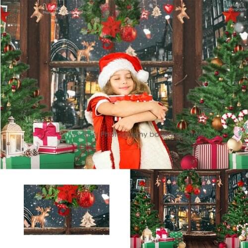Window Gifts Christmas Backdrop Child Photography Props Winter House Birthday Baby Festival Portrait Background Kids Photostudio