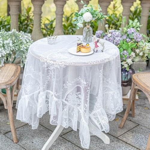 French Rococo White Table Cloth Lace Tablecloth for Wedding Party Hotel European Table Cover Rectangular Table Covers Home Decor