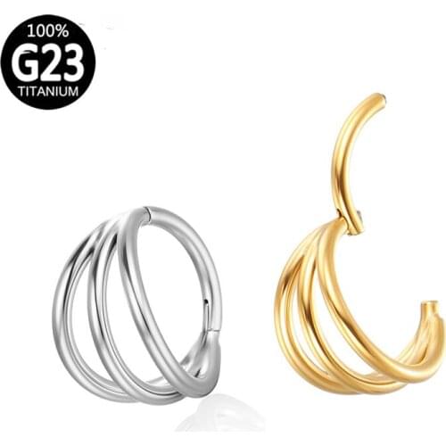 Nose Ring Titanium Body Jewelry Daith Earring Hoop Design Side Facing Hinged Septum Clicker Perforated Piercing Cartilage Helix