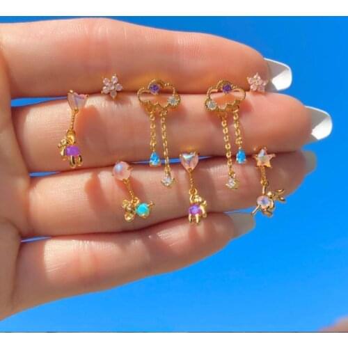 Copper Lovely Animals Earrings for Women Cartilage Piercing Stud Earrings Micro Pave CZ Ear Accessories earrings trend 2021