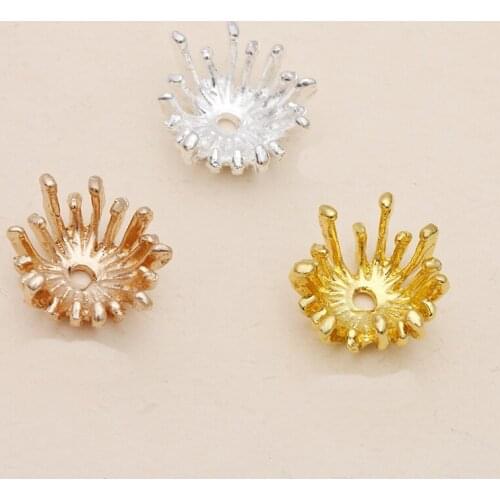 Mibrow 30pcs/lot KC Gold/Silver/Gold 14mm Flower Bead Caps Vintage Filigree Loose Spacer Bead End Caps For DIY Jewelry Making