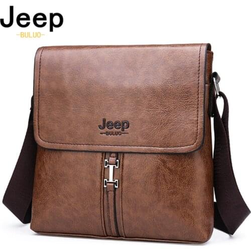 JEEP BULUO New Mens Shoulder Bag Fashion Trend PU High-Quality Fabric Waterproof And Scratch-Resistant Material Messenger Bag
