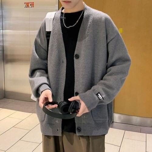 Sweater Coats Men New Fashion 2021 Autumn Mens Solid Color Knitted Jacket Fashion Mens Casual Sweater Cardigan Coats Y298