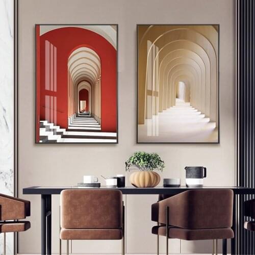 Church Entrances Wall Art Morocco Circular Arches Hallways Canvas Painting Landscape Poster and Print Modern Picture Home Decor