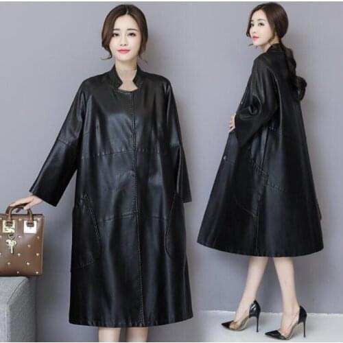 2021 Spring New Femme Genuine Leather Coat Mid-length Korean Loose Sheepskin Windbreaker Womens Fashion Outwear Trendy Jackets