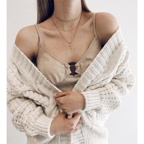 New Fashion Simple Personality Stainless Steel Double Cross Pendant Necklace Lady Jewelry Gift Prom Accessories