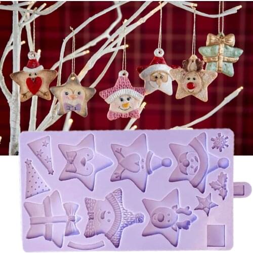 New Baking Tools Christmas Star Decoration Chocolate Mold Fondant Cake Silicone Mold Cake Decorating Tools Resin Mould