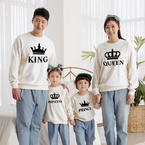 Matching Family Sweatshirt Mother Father Daughter Son Clothes King Queen Prince Princess Shirts Couple Autumn Winter Outfits