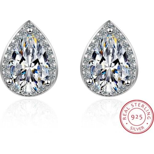 Dazzling Water Drop Mosaic CZ Stud Earrings 925 Sterling Silver Luxury Crystal Wedding Earring Brincos de Prata For Women S-E952