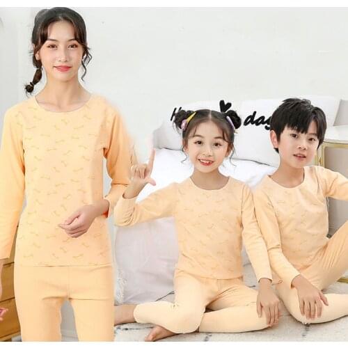 Mother Daughter Pajama Sets Toddler Boys Sleepwear 2pcs Baby Thermal Underwear Autumn Winter New Kids Pyjamas Childrens Clothes