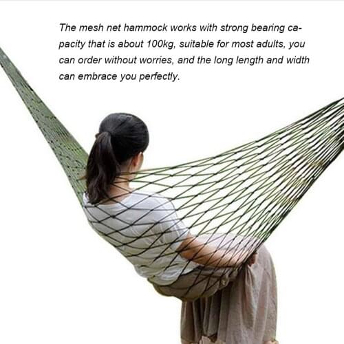Portable Nylon Hammock 100kg Garden Outdoor Camping Swing Hang Mesh Net Sleeping Bed Travel Hiking Hammock