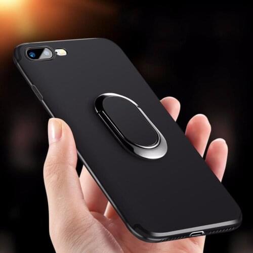Luxury Silicone Case for iPhone 8 7 6 6s Plus X Xs Max XR Cover With Magnet Metal Ring Holder Stand Soft TPU Case for iPhone 7 8