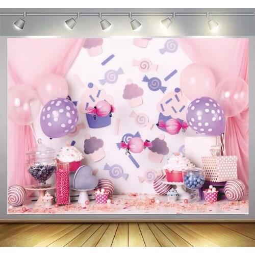 Pink Theme Cake Smash Photography Backdrops Newborn Baby Shower Girl Princess 1ST Birthday Party Table Decor Photo Backgrounds