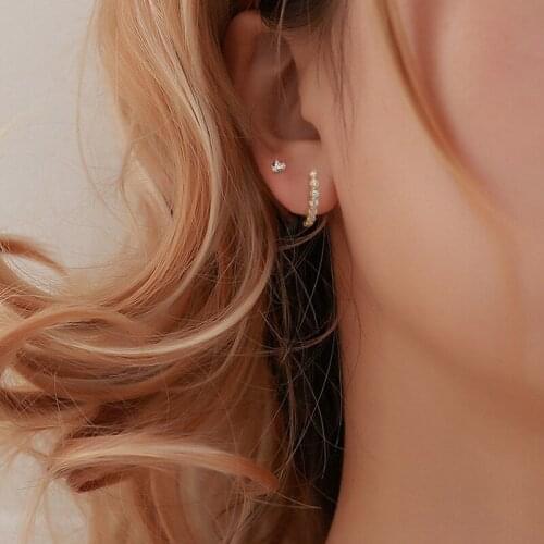 GorGor Clip Earrings Women 925 Sterling Pattern Mosaic Zircon Gold Plated Small Simplicity Engagement Trendy Jewelry 60202330706