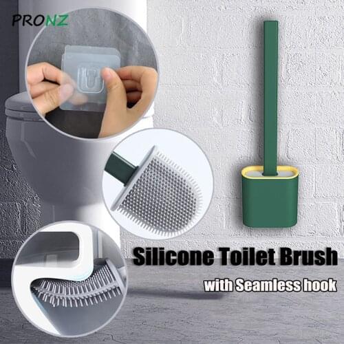 Toilet Brush Water Leak Proof Durable Cleaning Tools Wc Flat Head Flexible Soft Bristles Brush With Quick Drying Holder Sets
