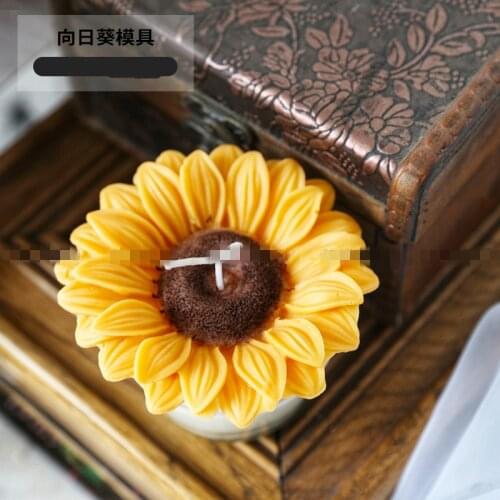 Sunflower Flower Aromatherapy Candle Mold Silicone Decoration Plant Soap Molds Flowers Candle Moulds Bouquet Making Clay Resin