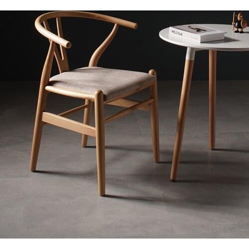 Nordic Solid Wood Living Room Chair with Armrest Home Furniture Leisure Backrest Armchair Simple Horn Chair Cafe Log Y Chair