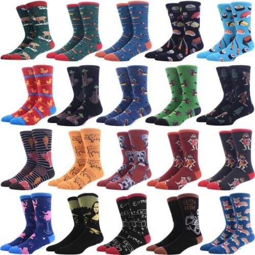 Combed Cotton Big Size Happy Funny Socks Cotton Wedding Creative Design Crew Socks Man Chaussette Homme Divertido