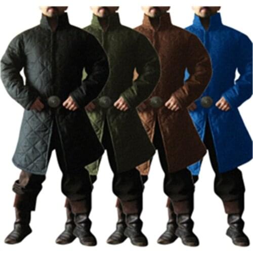 Medieval Larp Combat Armor Aketon Gambeson Jacket Men Viking Warrior Costume Battle Hero Outfit Thick Padded Coat Long Sleeves