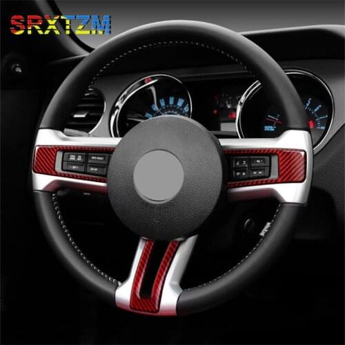 Car Styling Carbon Fiber Steering Wheel Frame Trim Cover Sticker Decal For Mustang 2009-2013 Auto Decoration Accessories