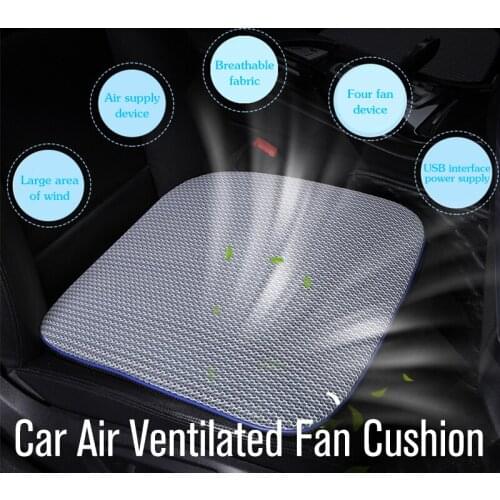 USB Car Seat Cushion W/4 Built-in Fan Comfortable USB-powered Seat Cushion Air Ventilated Fan Conditioned Cooler Pad