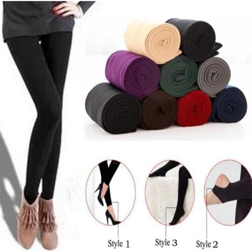 LJCUIYAO Autumn Winter Woman Thick Warm Leggings Candy Color Brushed Stretch Fleece Pants 3 Style Elasticity Leggings Underpants